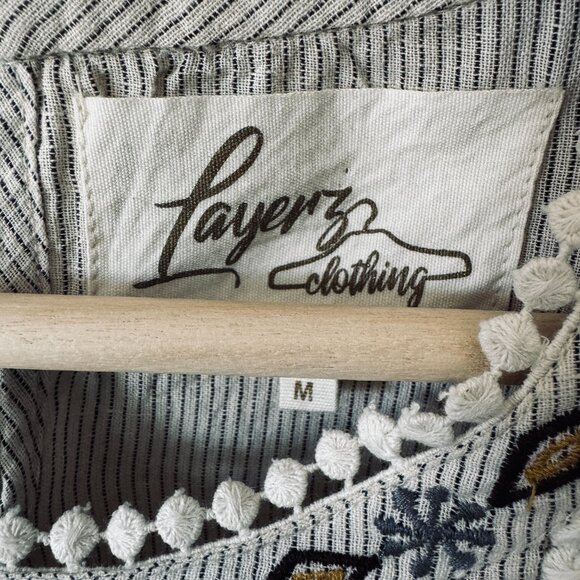 Layerz Clothing Wander Dress Cover Up Lightweight Gauzy Sheer Boho Embroidery - Picture 7 of 16